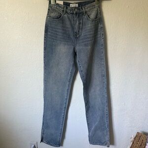 Redial Denim Split Hem Straight Leg Jeans -Classic Blue, size 4